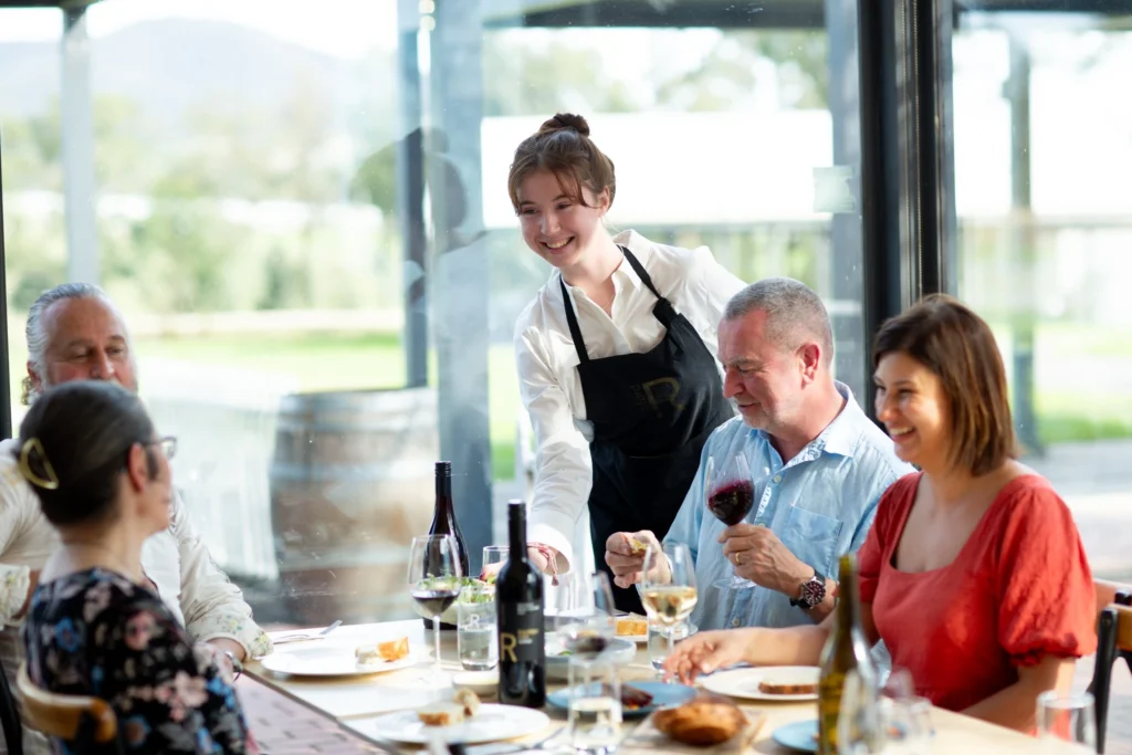 Lunch and Rochford wine in the light-filled Isabella’s Restaurant